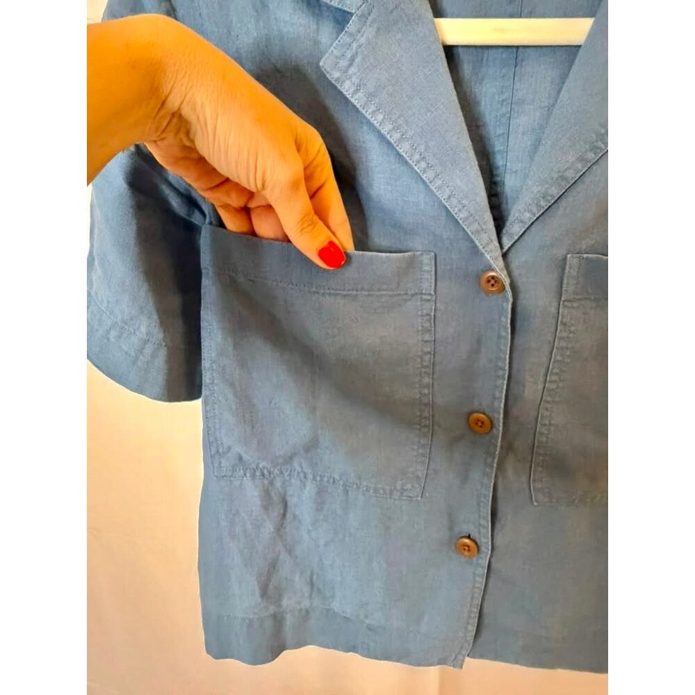 Everlane The Linen Workwear Shirt in Deep Blue Boxy and Oversized sz. XXS - Picture 5 of 8